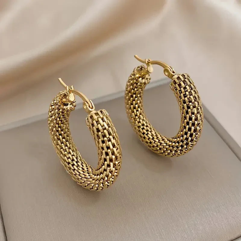golden scale hoop earrings