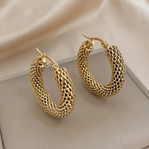 golden scale hoop earrings