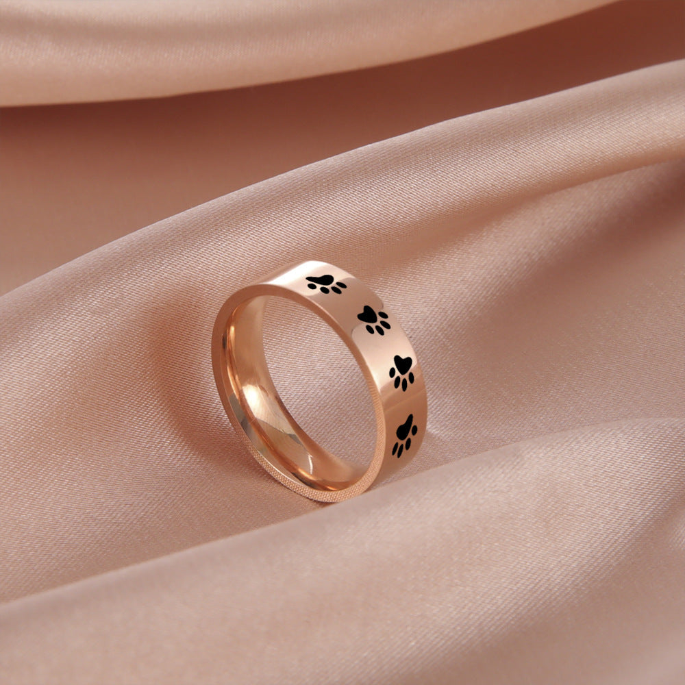 paw print ring in stainless steel