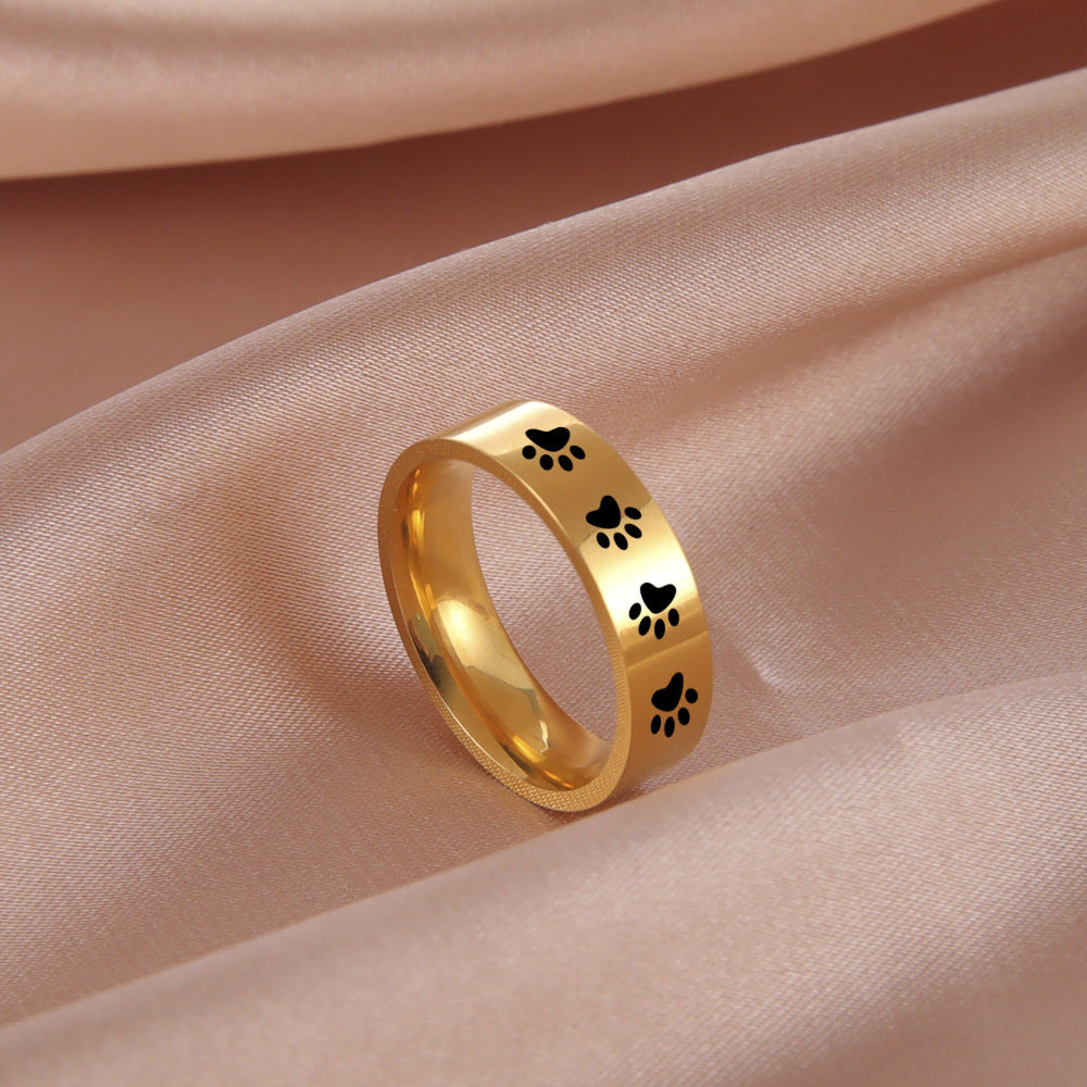 paw print ring in stainless steel