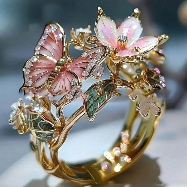 natur bright butterfly zirconia ring