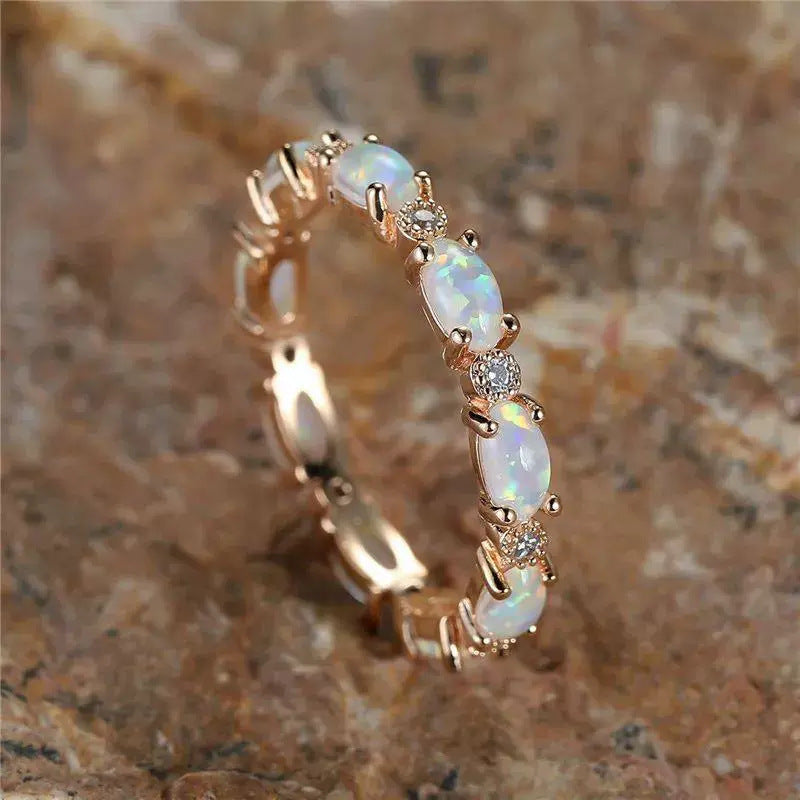 vintage gold opal eternity ring