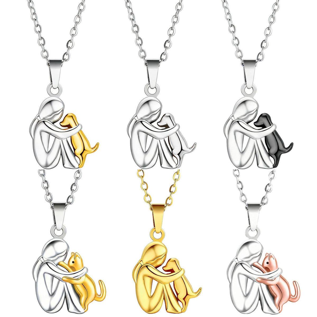 cat hug pendant necklace