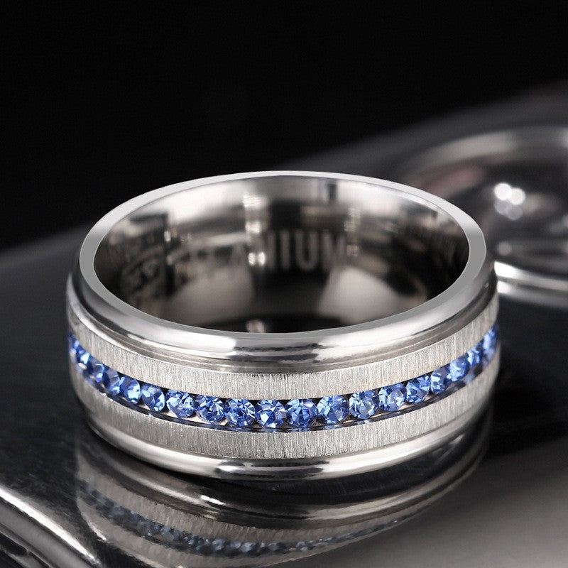 sapphire gold inlay band