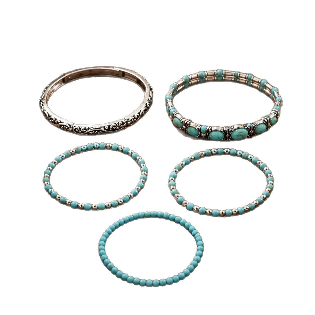 bohemian turquoise beaded bracelet set