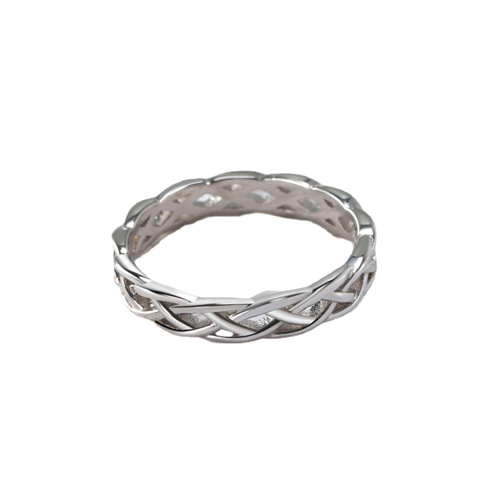 twisted silver woven band ring