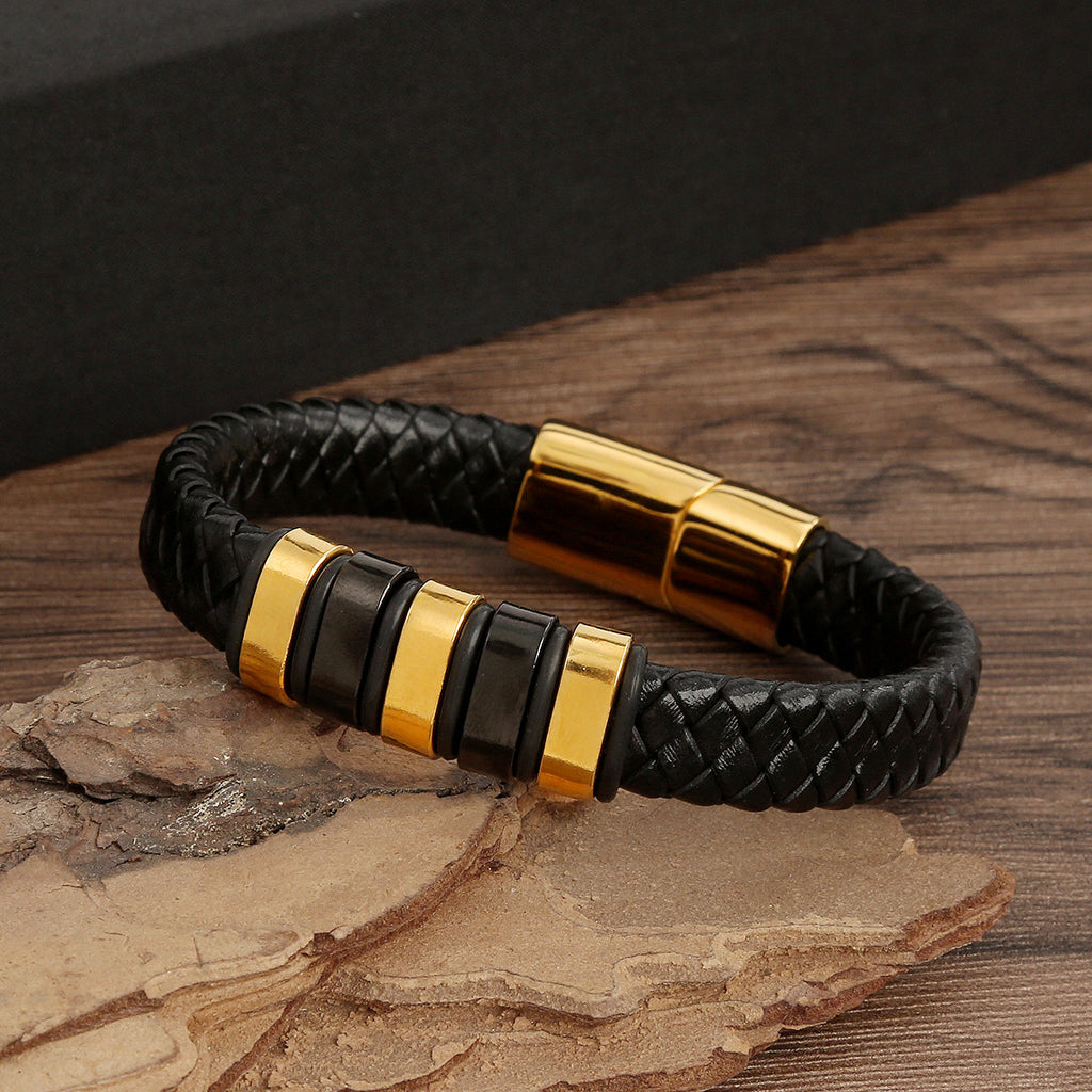 regal braided leather men s bracelet
