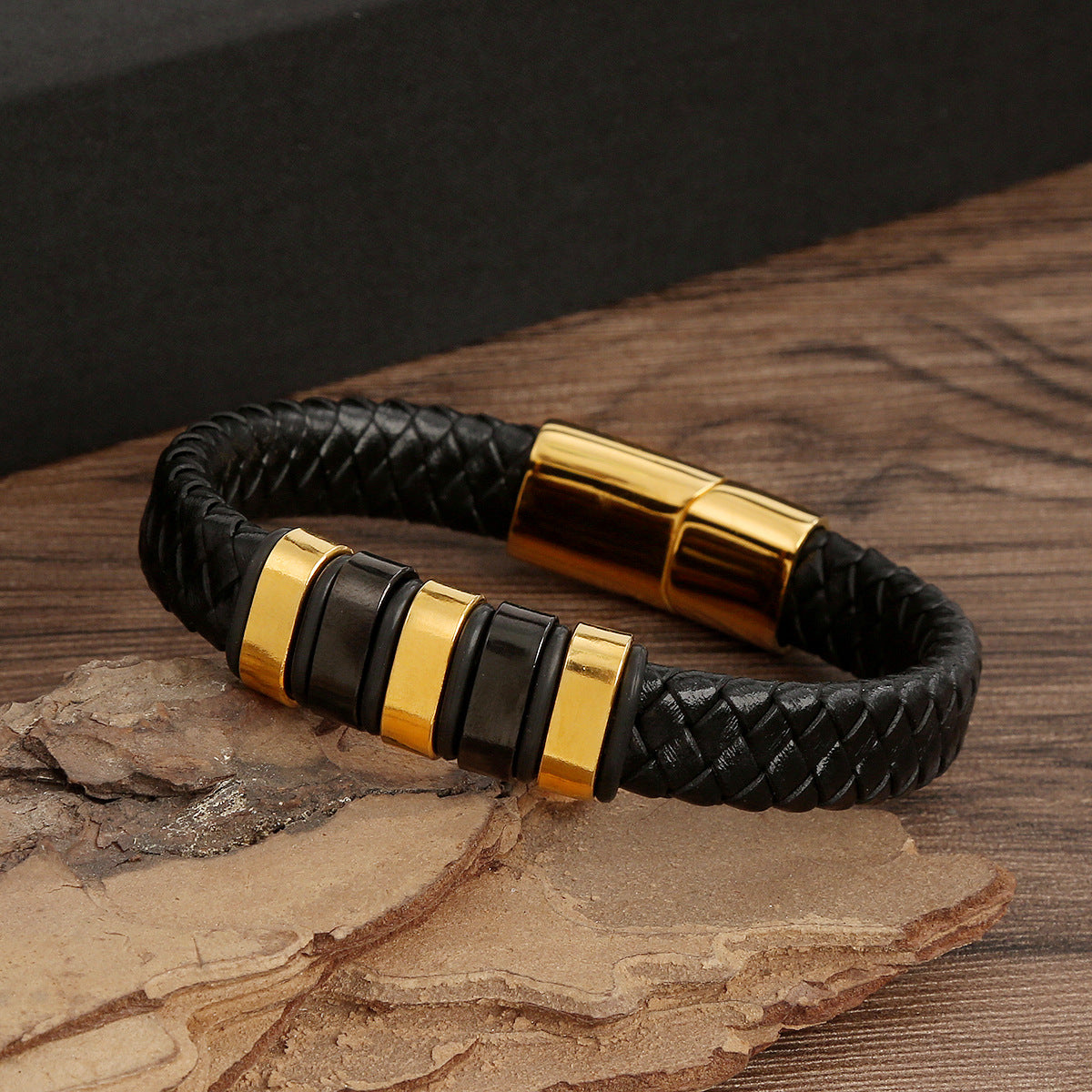 regal braided leather men s bracelet