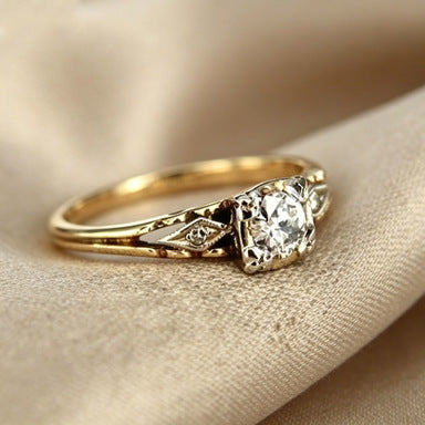 vintage zirconia fine gold ring