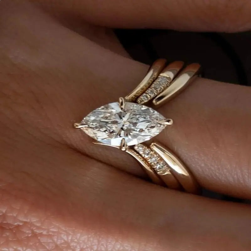 drop crown gold ring