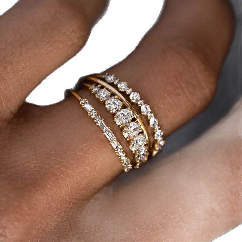 vintage elegant zirconia ring set
