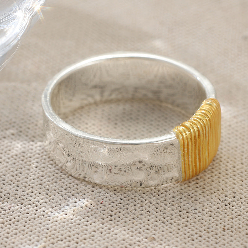 vintage golden threads silver ring