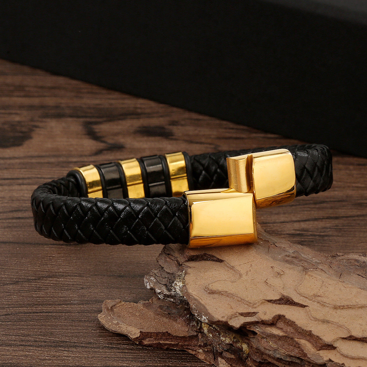regal braided leather men s bracelet