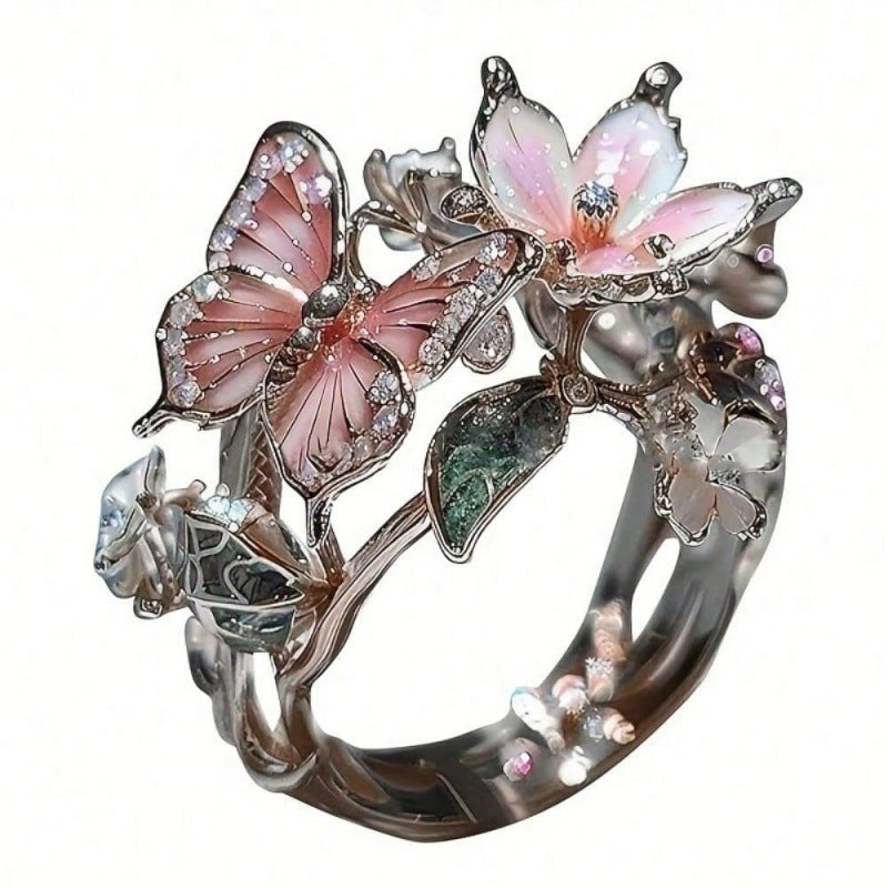 natur bright butterfly zirconia ring