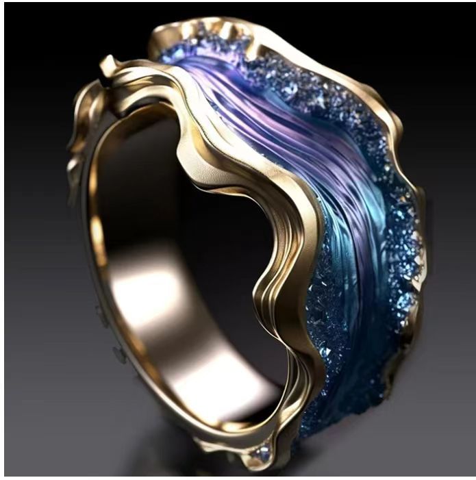 vintage golden ocean ring