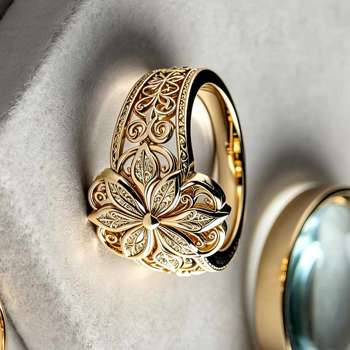 exotic floral zirconia gold ring