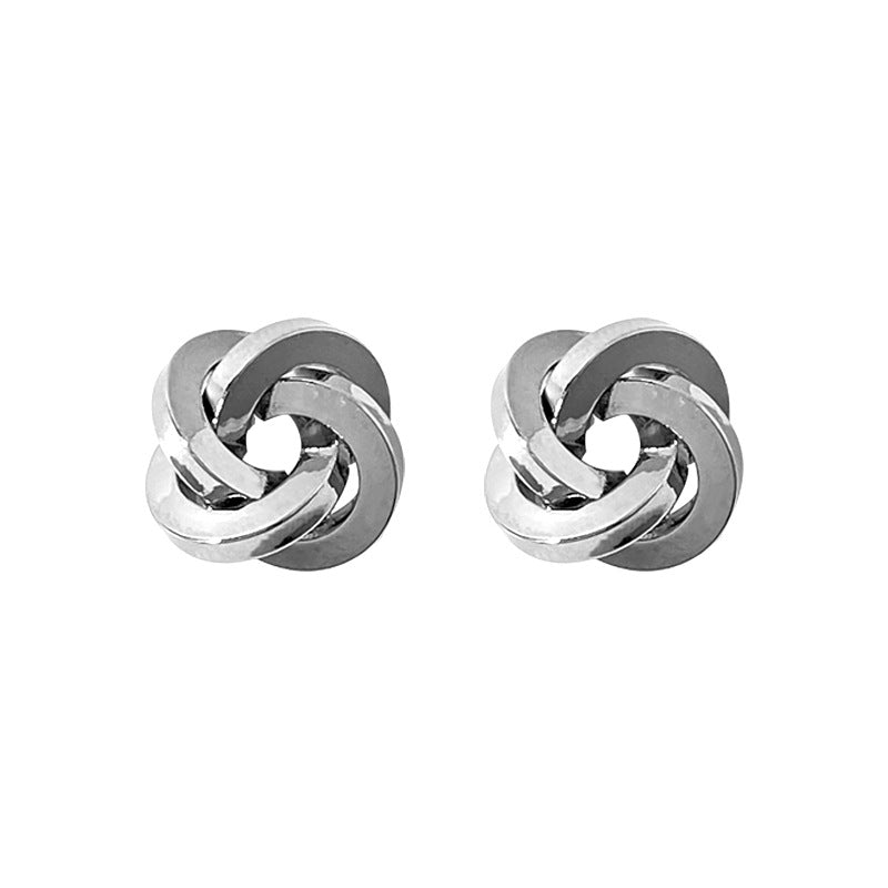 classic silver knot shaped stud earrings