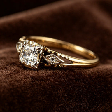 vintage zirconia fine gold ring