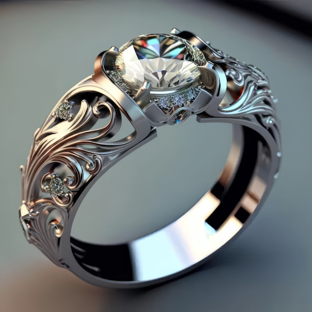 exotic crystal silver ring