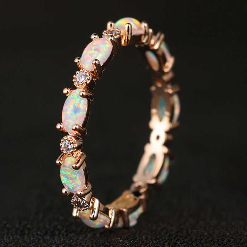 vintage gold opal eternity ring