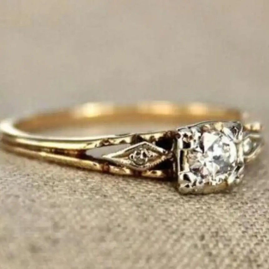 vintage zirconia fine gold ring