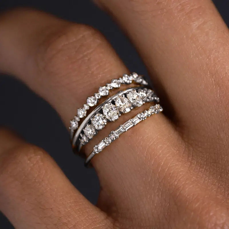 vintage elegant zirconia ring set