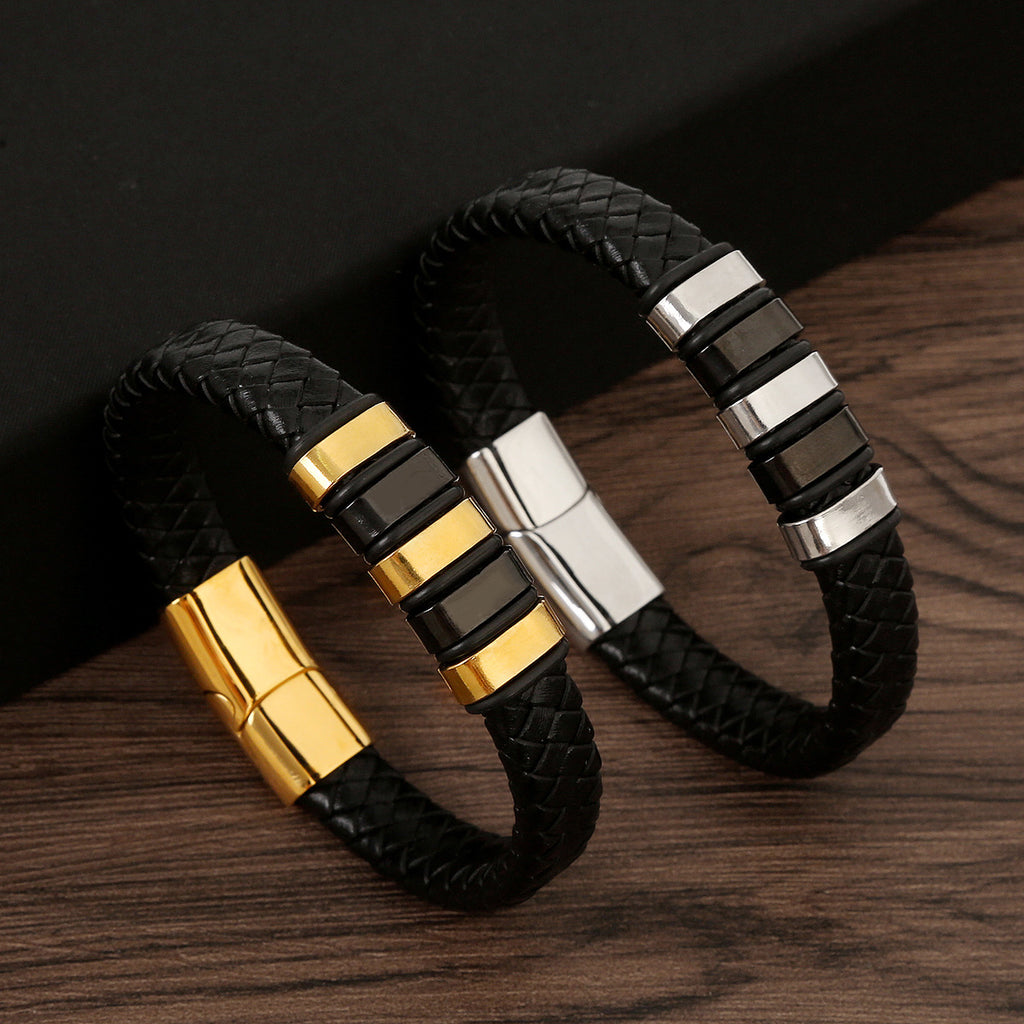 regal braided leather men s bracelet