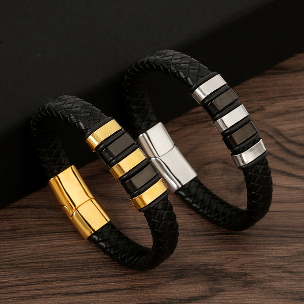 regal braided leather men s bracelet