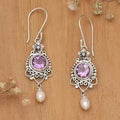 vintage glass dangling pearl earrings