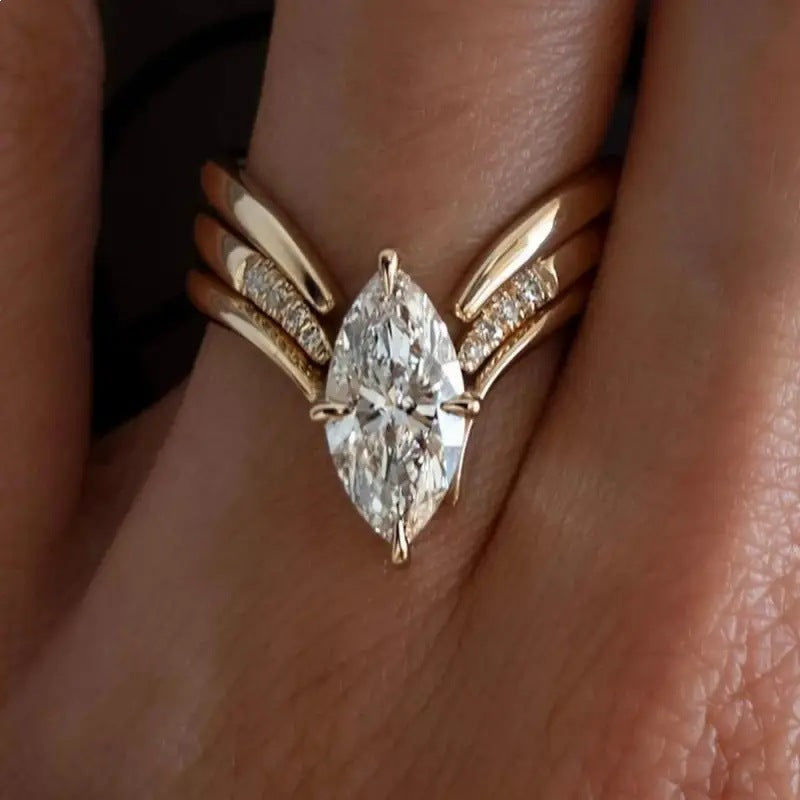 drop crown gold ring