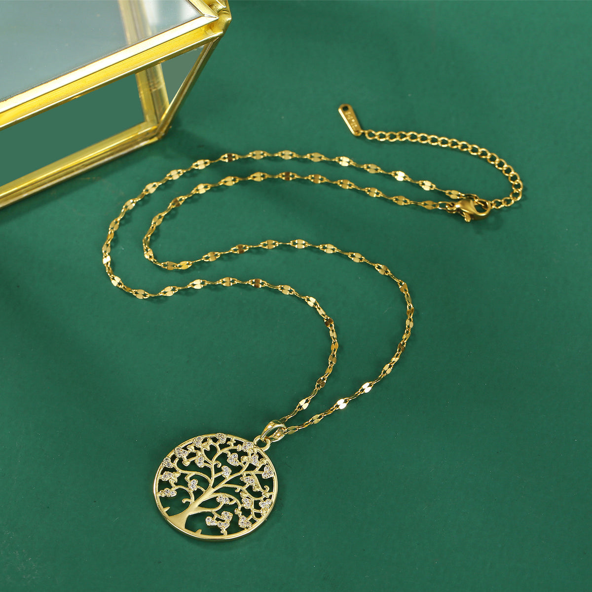 roots of life necklace in gold