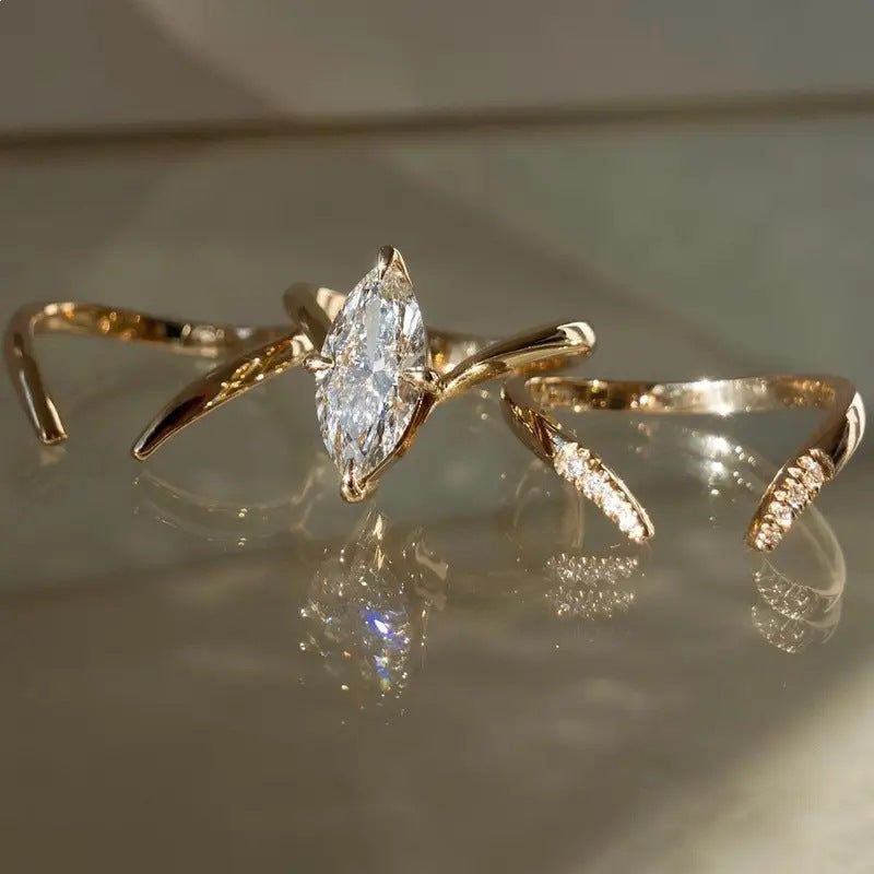 drop crown gold ring