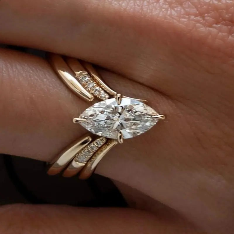 drop crown gold ring