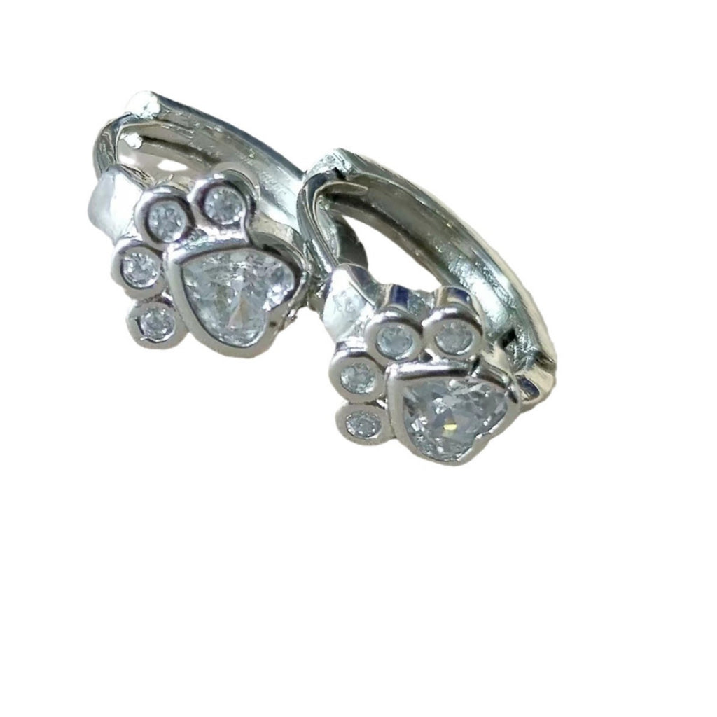 paw huggie hoops with sparkling zirconia