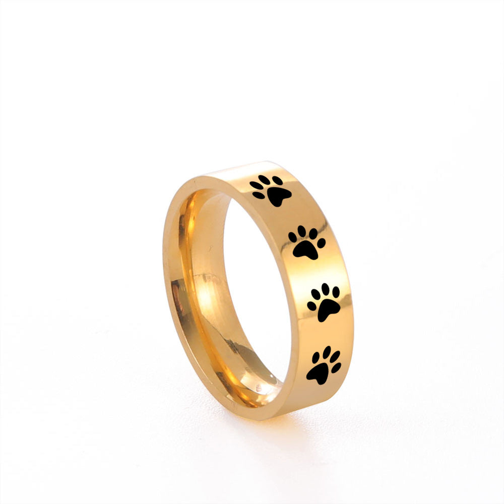 paw print ring in stainless steel