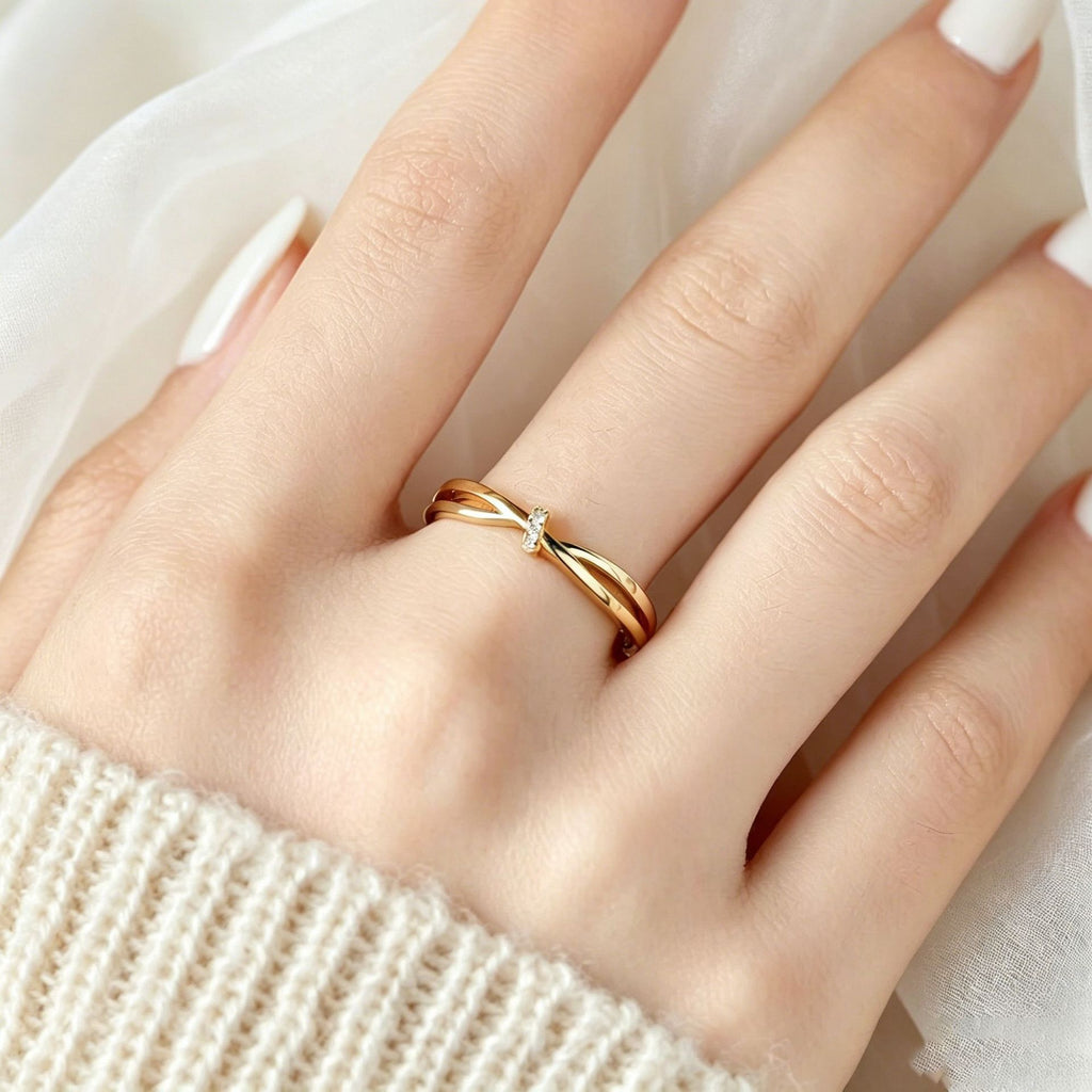 vintage golden silver twist ring