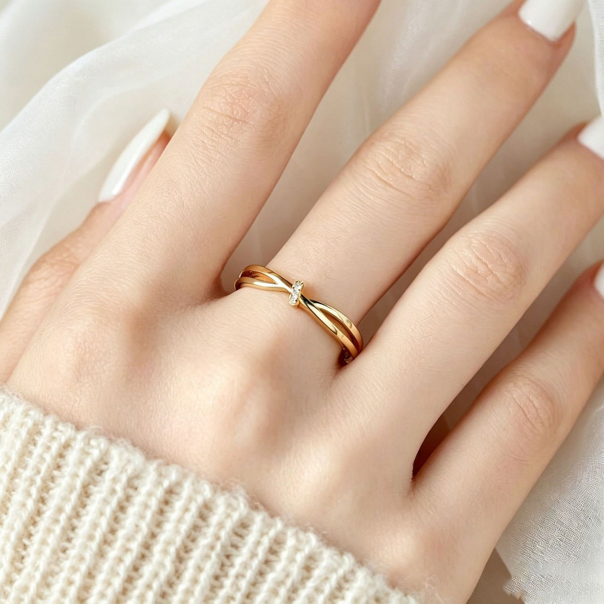 vintage golden silver twist ring
