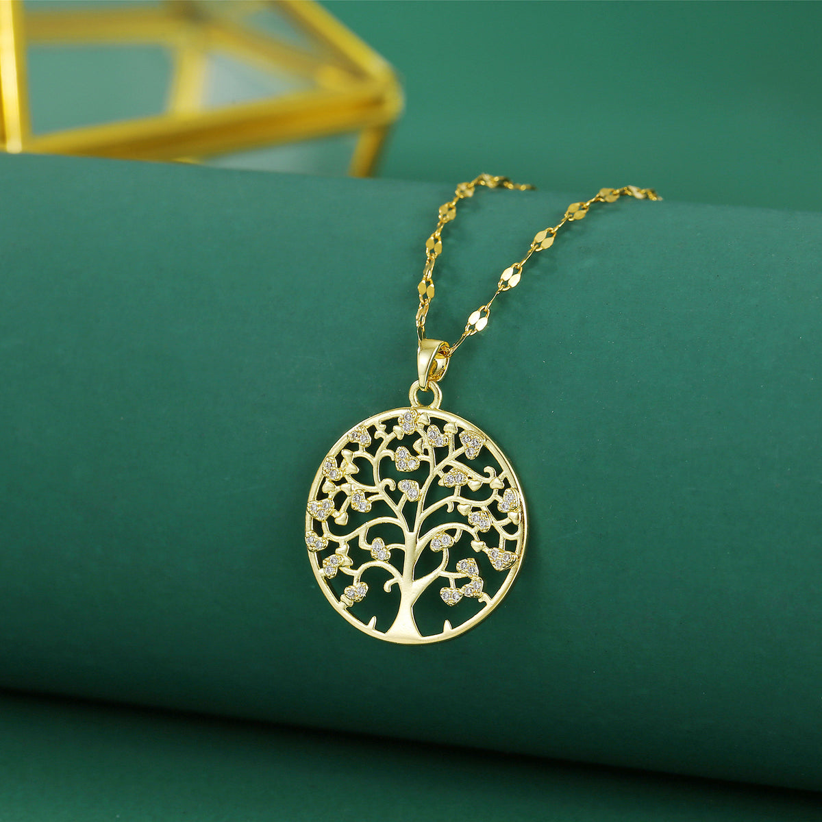 roots of life necklace in gold