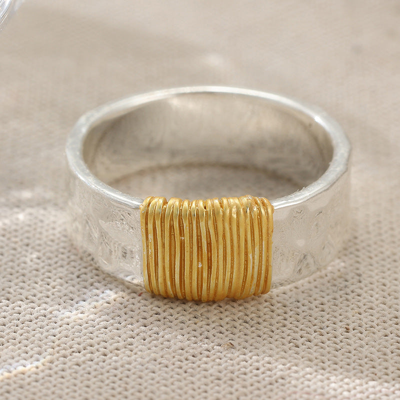 vintage golden threads silver ring