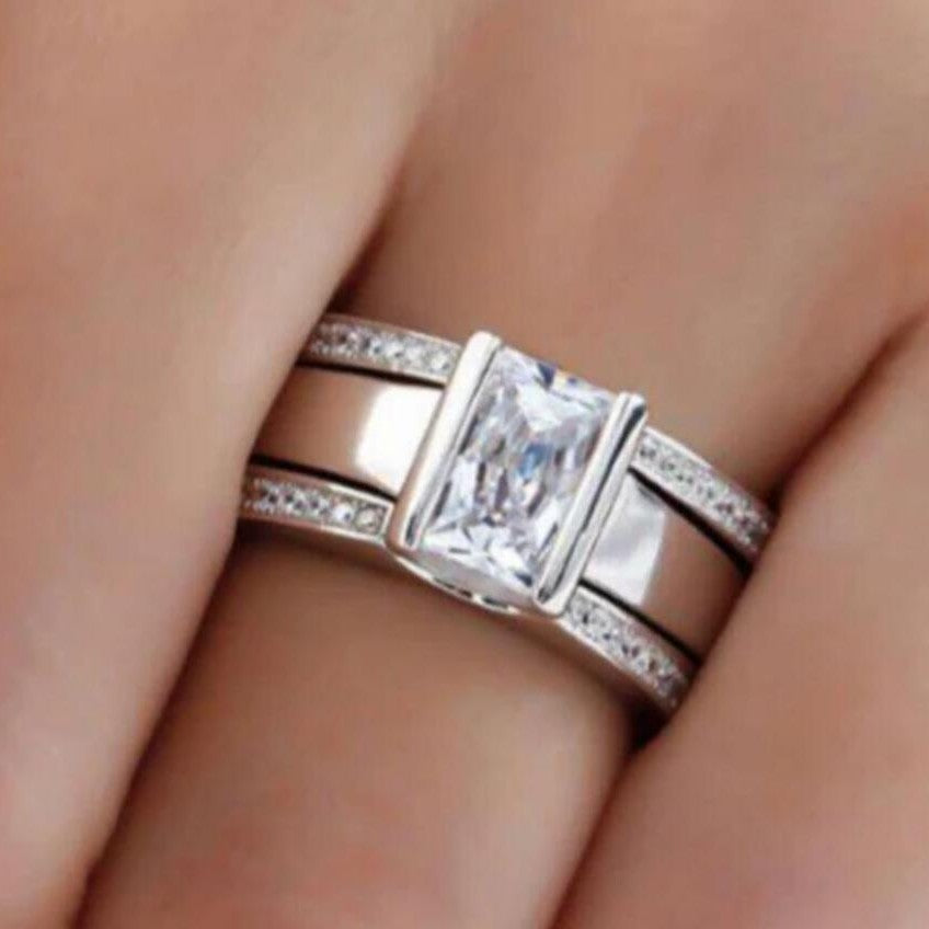 shiny silver ring in vintage style