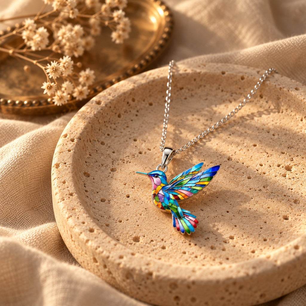 Hummingbird Necklace and Earrings Set