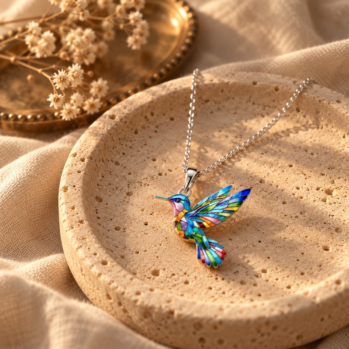 Hummingbird Necklace and Earrings Set