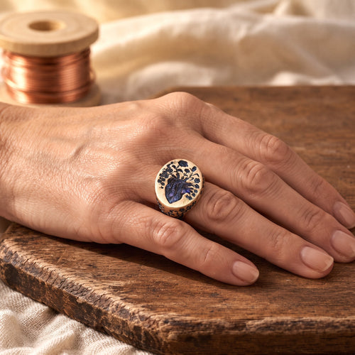 Blue Blossom Vintage Gold Ring