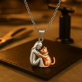 cat hug pendant necklace