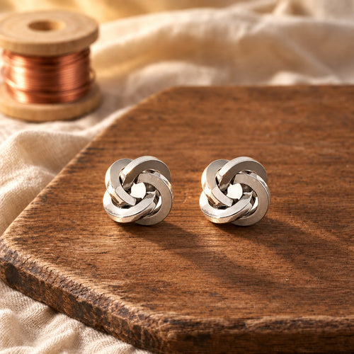 Classic Silver Knot-Shaped Stud Earrings