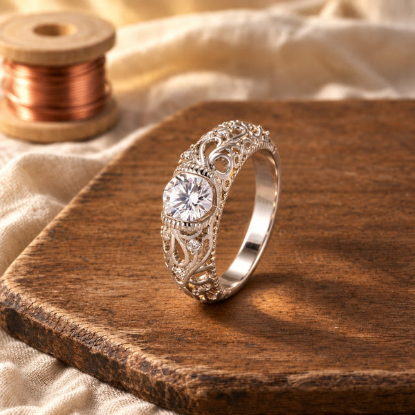 Elegant Silver-Tone Filigree Ring