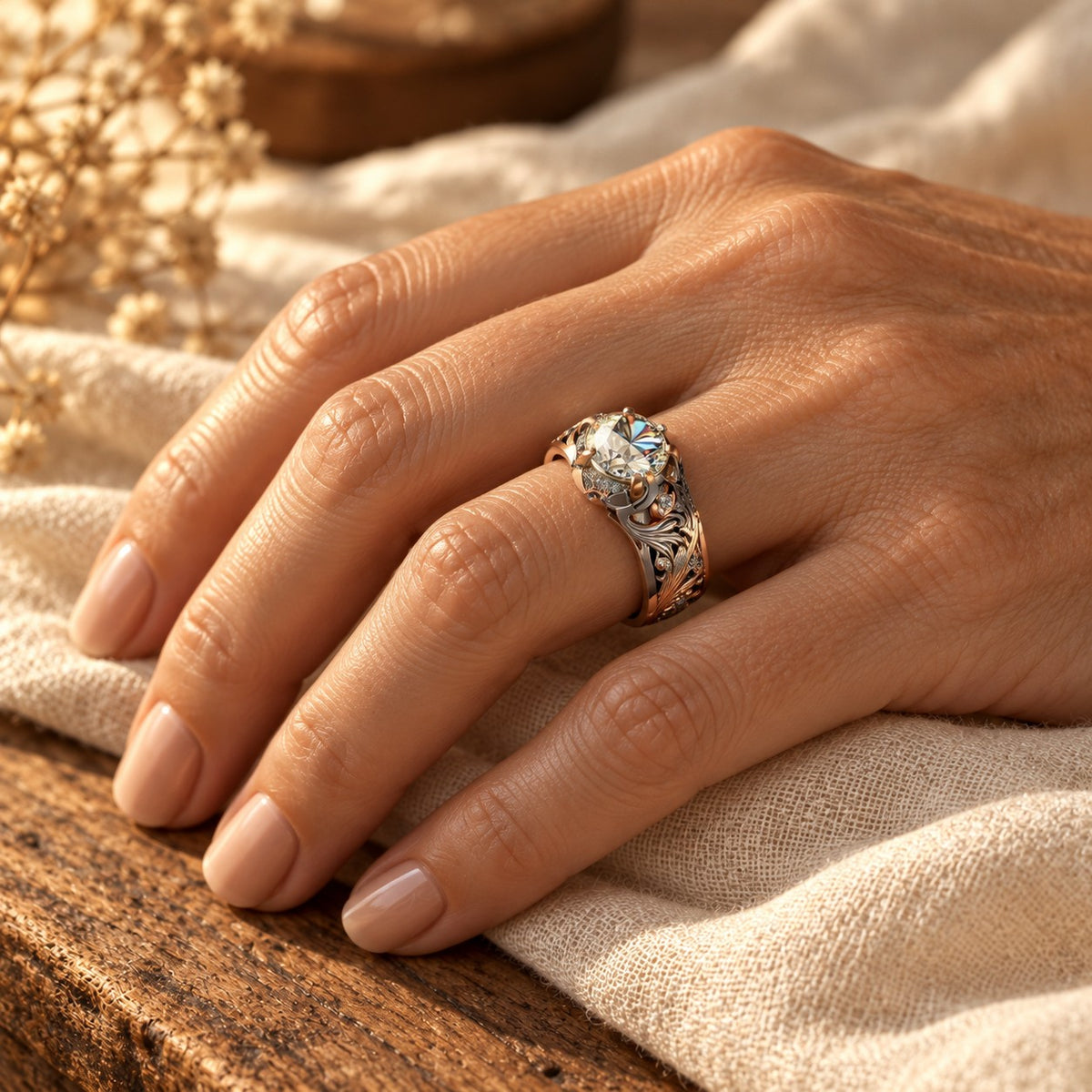 Exotic Crystal Silver Ring