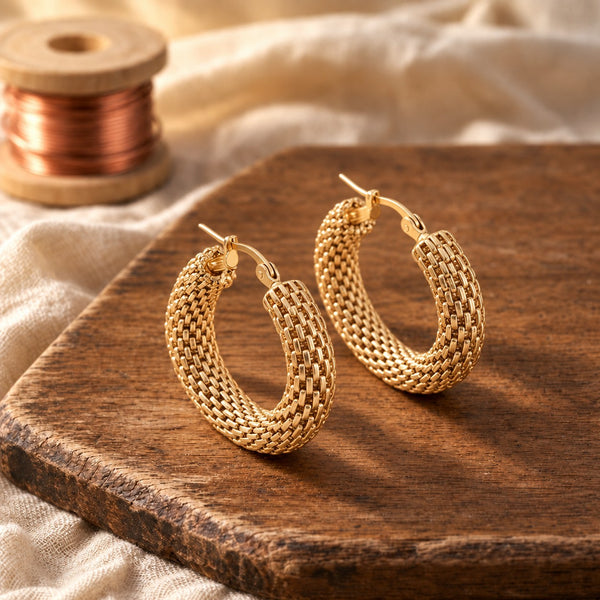 Golden Scale Hoop Earrings