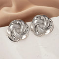 classic silver knot shaped stud earrings