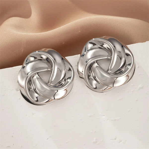 classic silver knot shaped stud earrings
